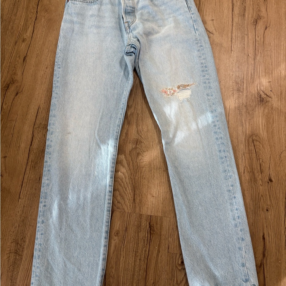 Levi's Sky Blue Straight Leg Jeans - Picture 4 of 10